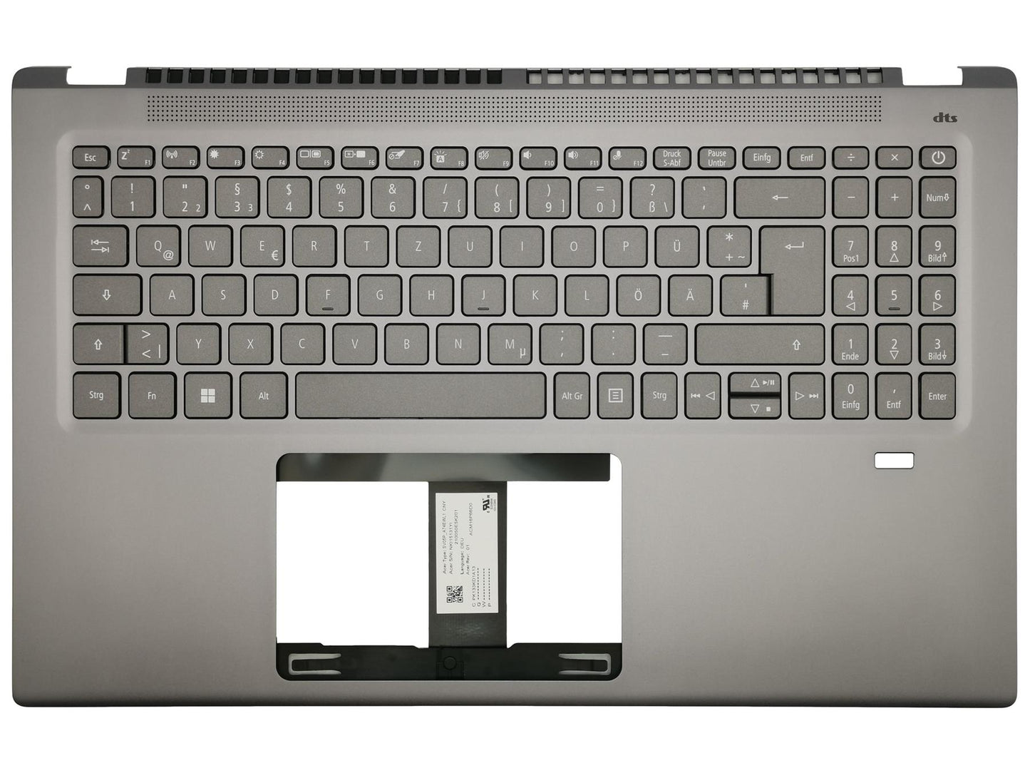 Acer Swift SF316-51 Palmrest Cover Keyboard German Grey Gray 6B.ABDN2.014