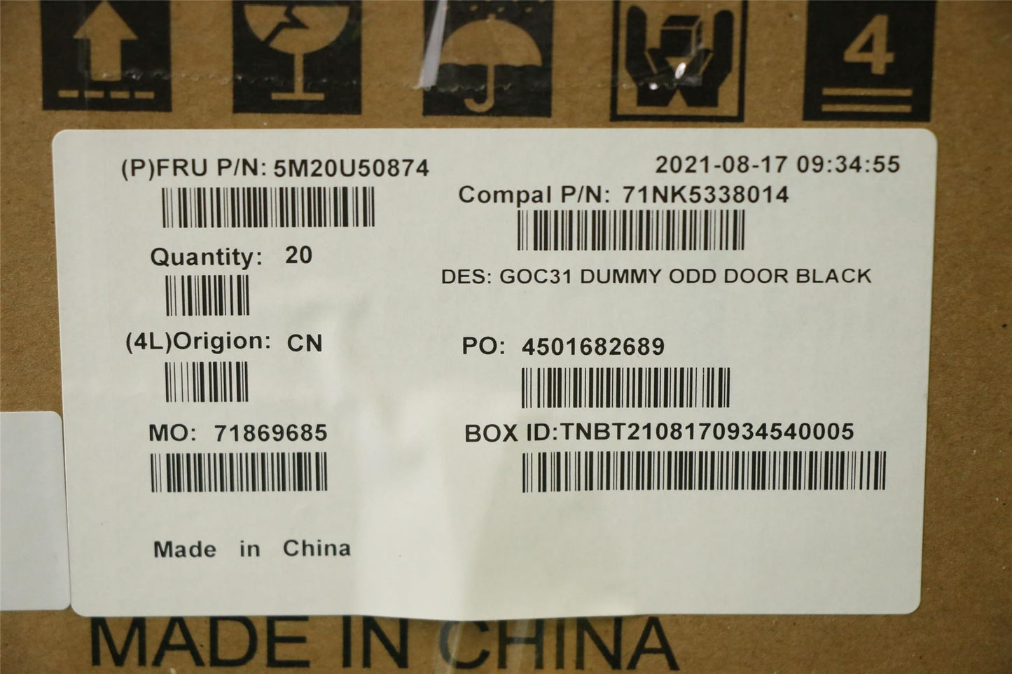 Lenovo MECHANICAL Dummy Bezel ODD,B,AIO 3 22 5M20U50874
