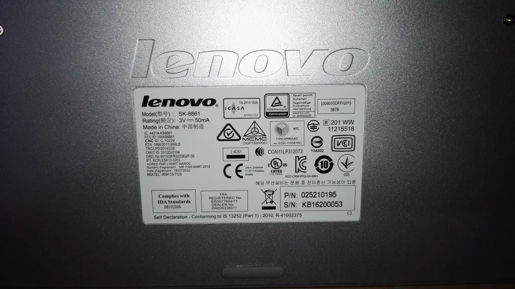 Lenovo Liteon SK-8861(TH) 2.4G KB Only-Silver8 Keyboard 25210195