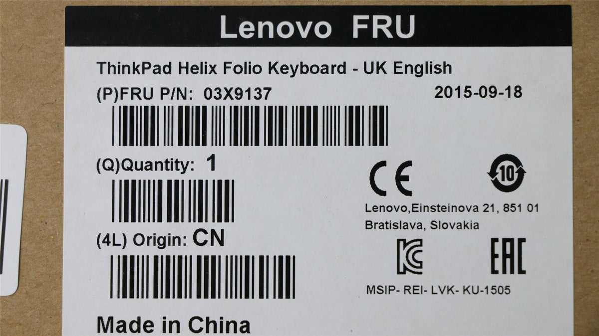 Lenovo TP Helix Folio KBD UKE UK English Keyboard 03X9137