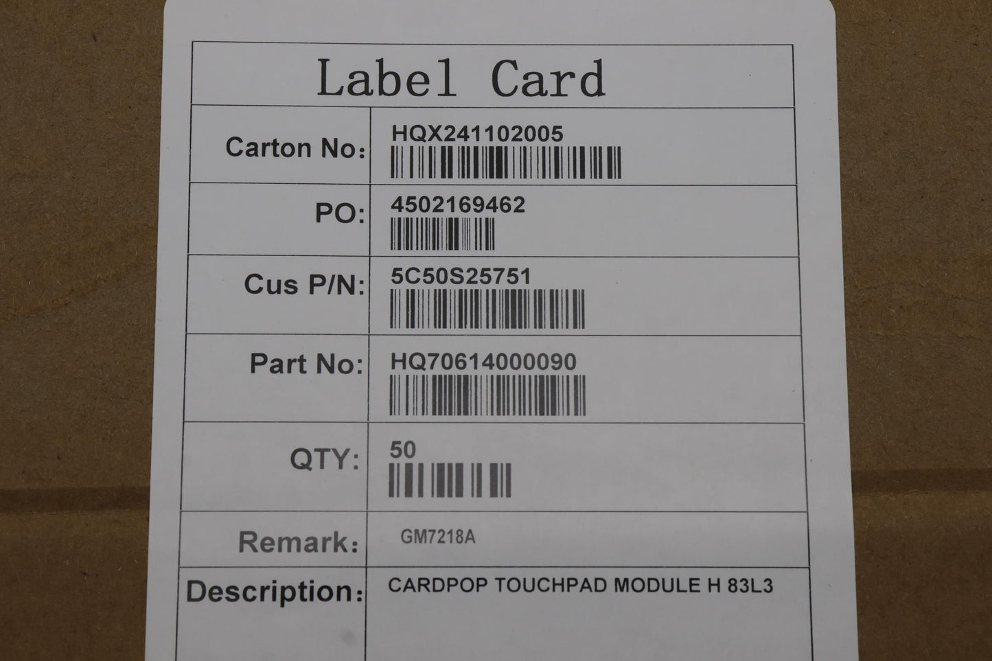 Lenovo CARDPOP MODULE H 83L3 Touchpad Board 5C50S25751