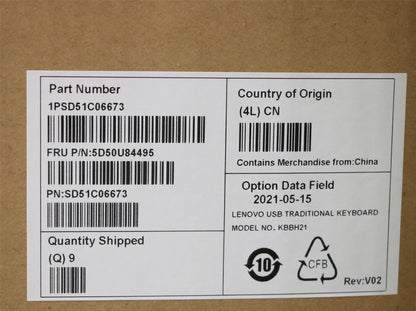 Lenovo USB Keyboard Black with BIS India 5D50U84495