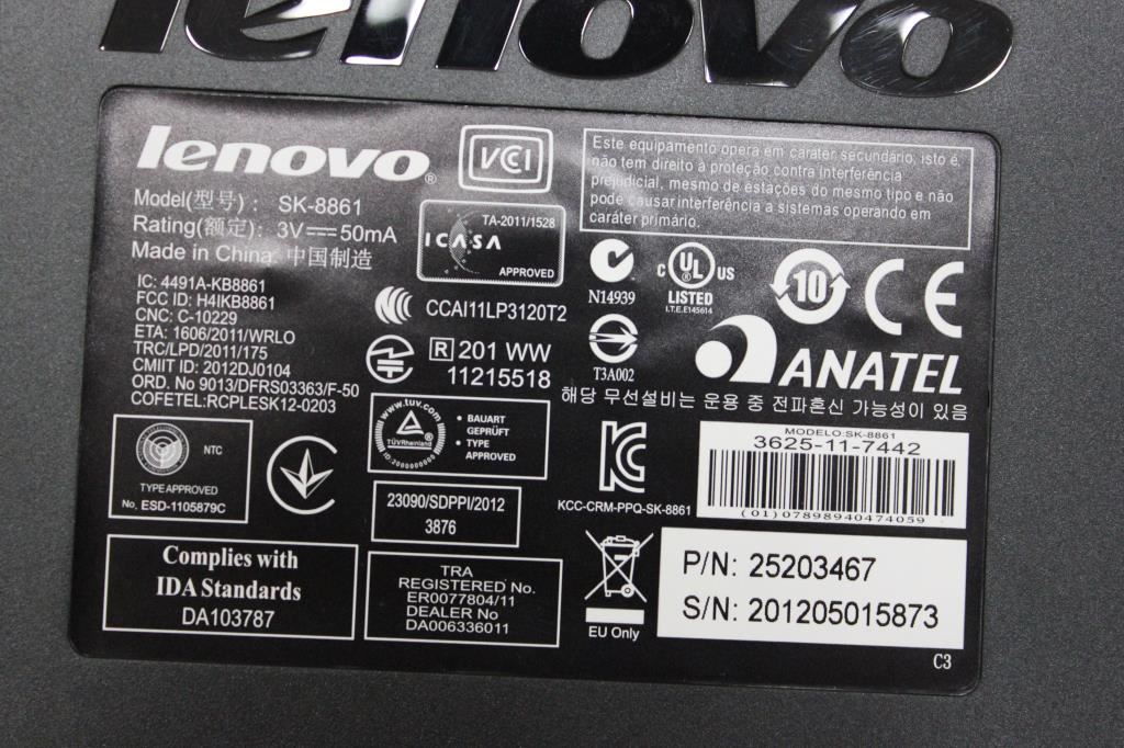 Lenovo Liteon SK-8861(US) S-Silk KB-Black US English Keyboard 25203467