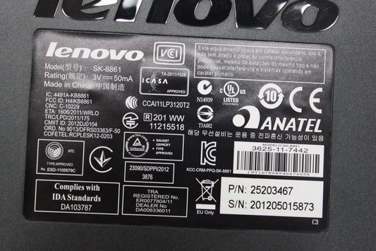 Lenovo Liteon SK-8861(US) S-Silk KB-Black US English Keyboard 25203467
