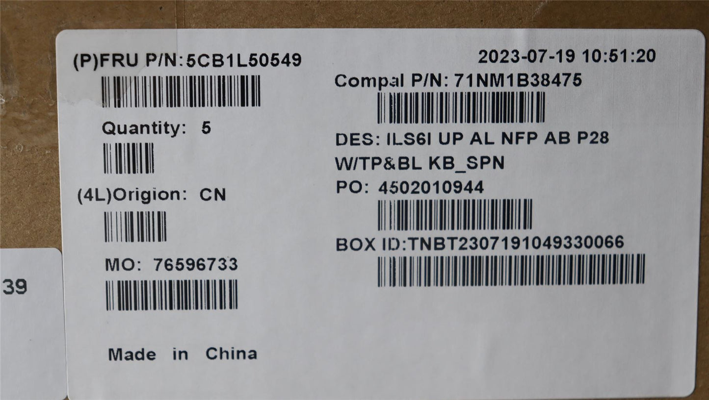 Lenovo UpCase_SPA C82XF NFP AB BL ALDF 5CB1L50549