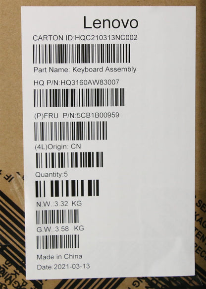 Lenovo IdeaPad 7 13ITL05 Keyboard Palmrest Top Cover French Backlit 5CB1B00959