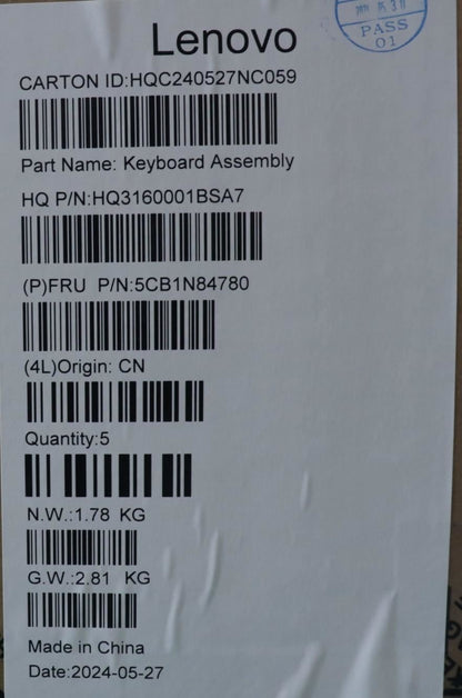 Lenovo Upper Case ASM ITA H 83E3 TT PST 5CB1N84780