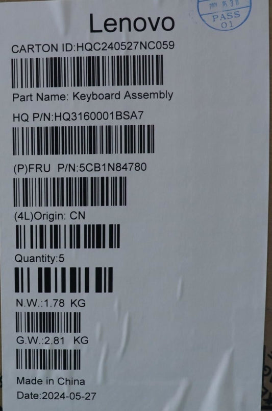 Lenovo Upper Case ASM ITA H 83E3 TT PST 5CB1N84780