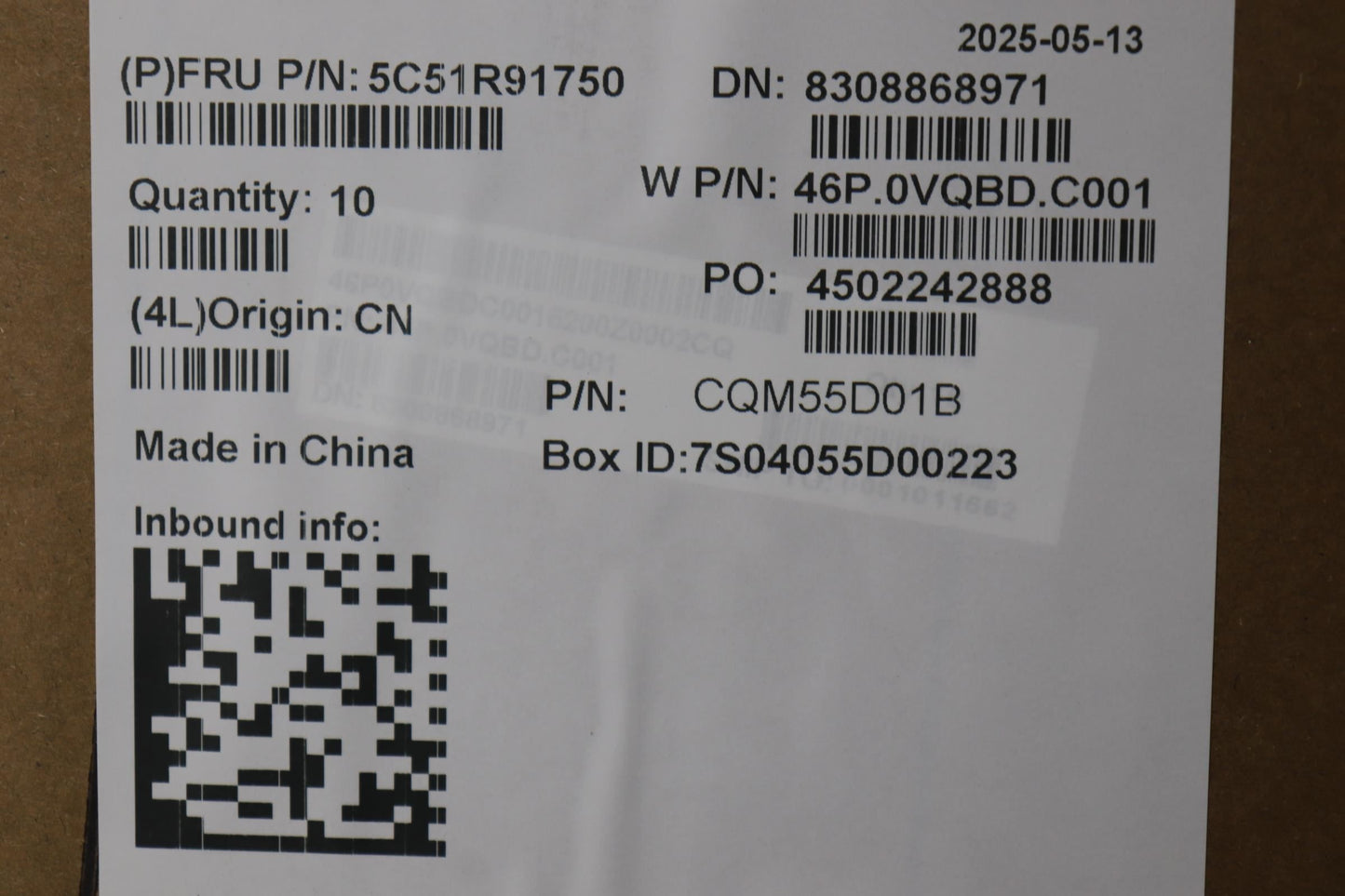 Lenovo CARDPOP FRU Cook-2 I/O Board 5C51R91750
