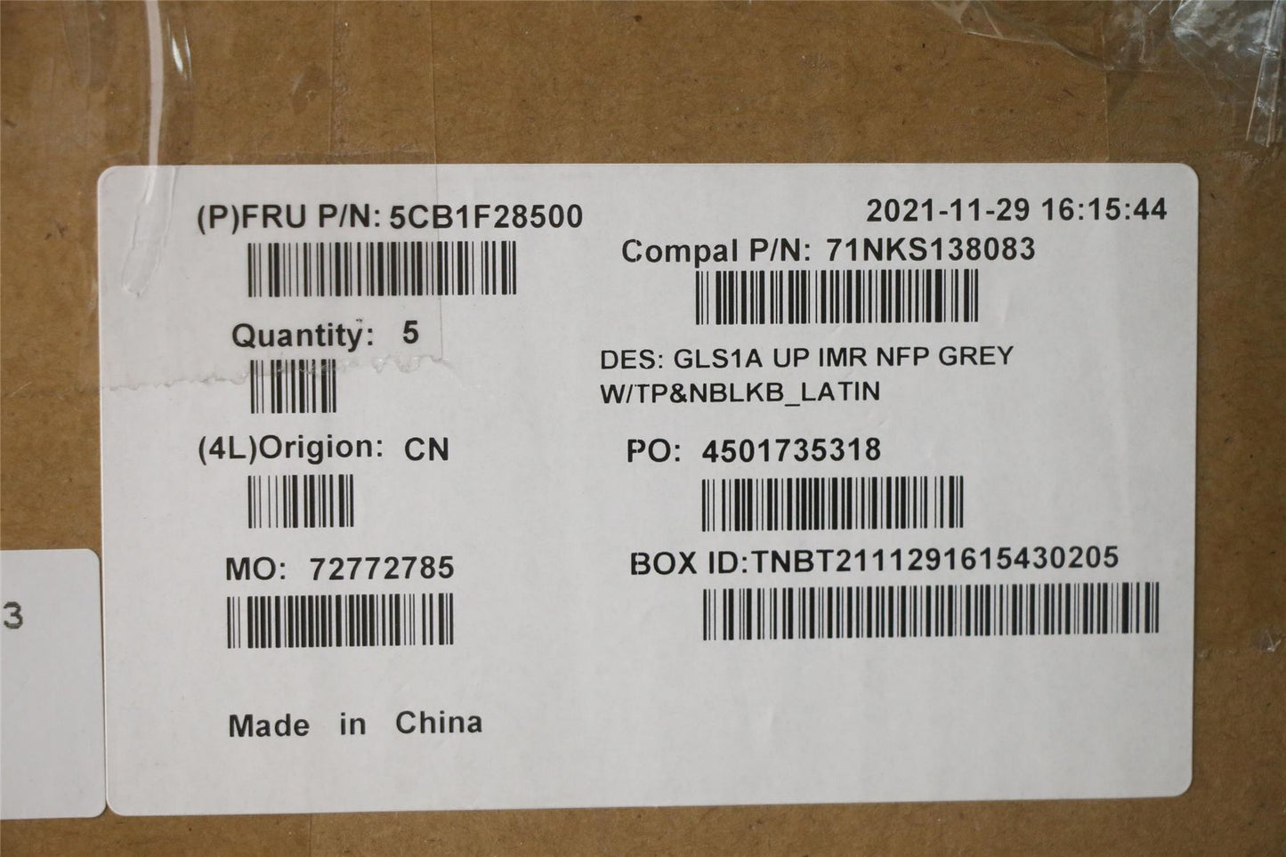 Lenovo UpperCaseASM_LA SPA C82R0 NFP CG 5CB1F28500