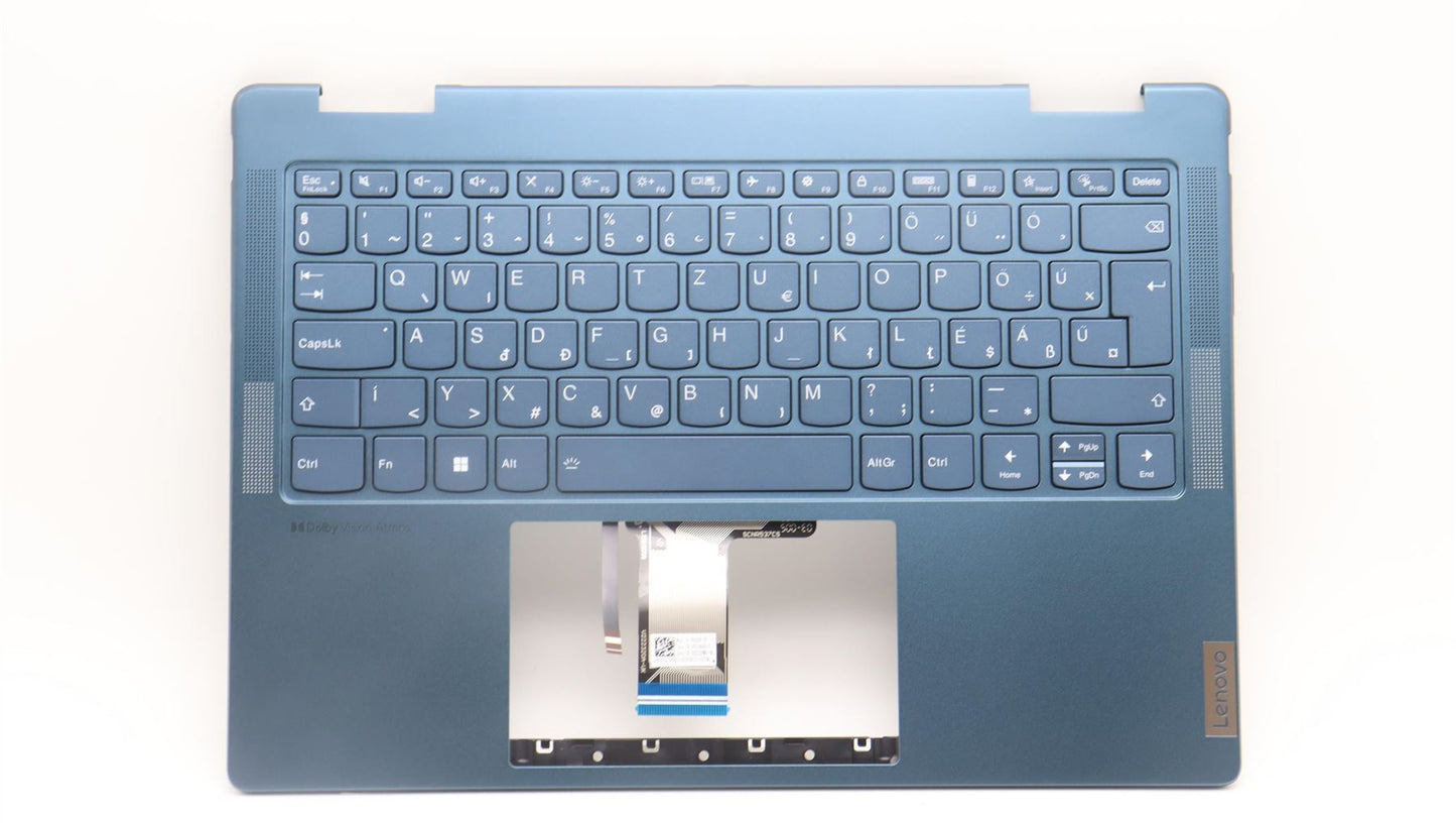 Lenovo Yoga 7 14IRL8 Keyboard Palmrest Top Cover Hungarian Tidal Teal 5CB1L40855