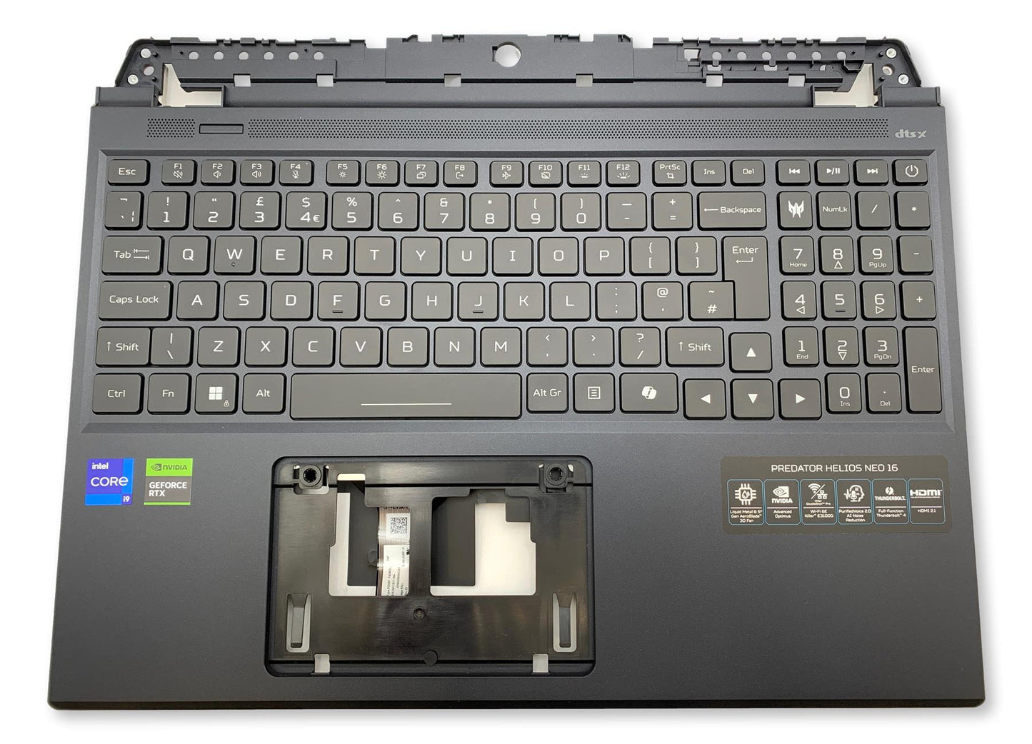 Acer Predator Helios PHN16-72 Palmrest Cover Keyboard UK Black 6B.QNNN2.013