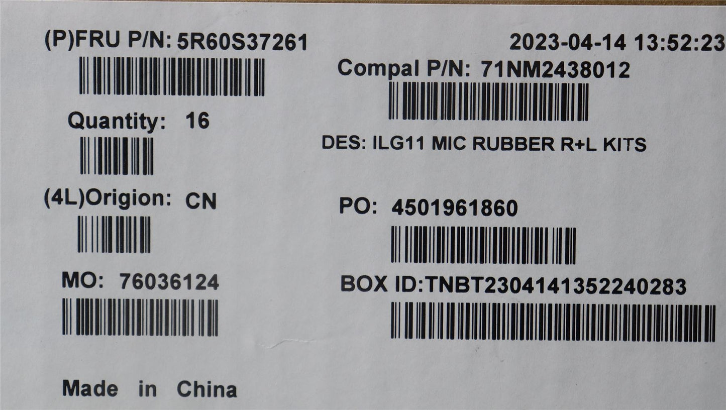 Lenovo RUBBER MIC rubber C 82XW R+L(10pcs) 5R60S37261