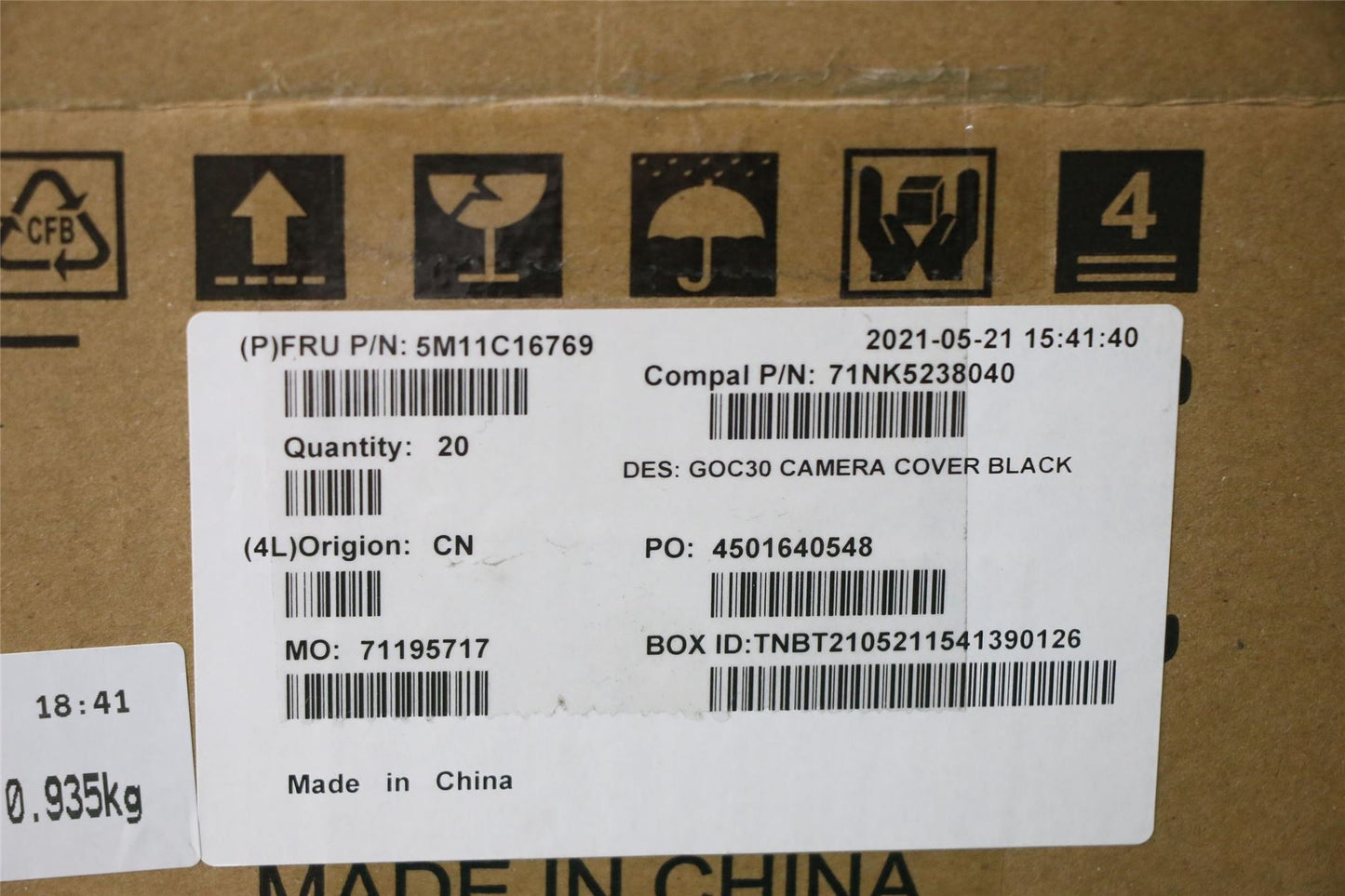 Lenovo MECH_ASM Back housing for camera,BLK,24 5M11C16769