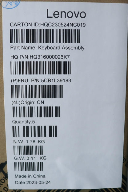 Lenovo Upper Case ASM_EURO ENG H82YNNFPAG 5CB1L39183