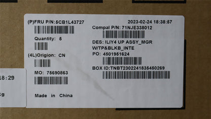 Lenovo ThinkBook 14s G3 IRU Palmrest Cover Touchpad Keyboard Grey 5CB1L43727