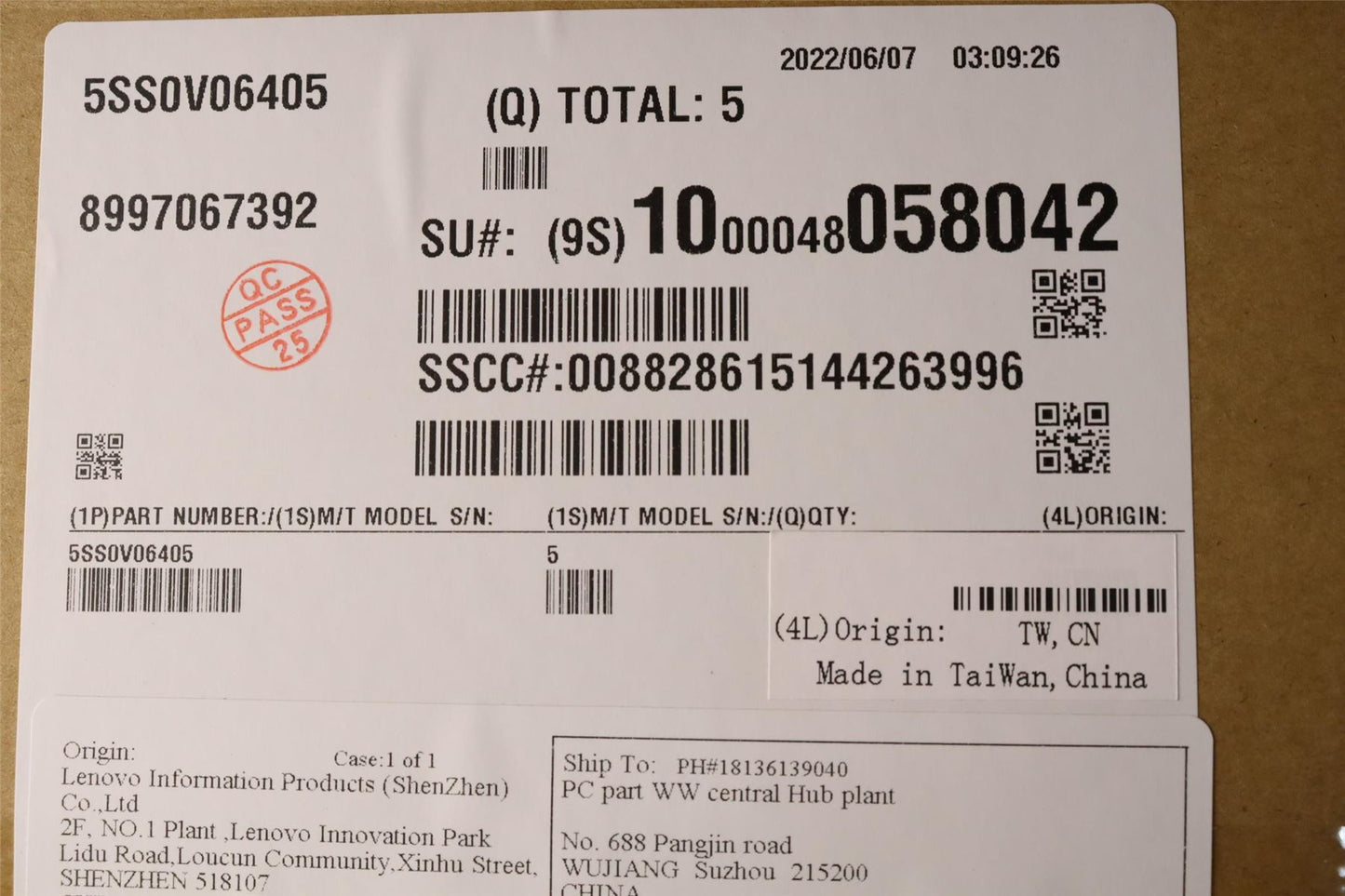 Lenovo ThinkEdge SE30 SE70 SE10 Solid State Drive SSD 5SS0V06405