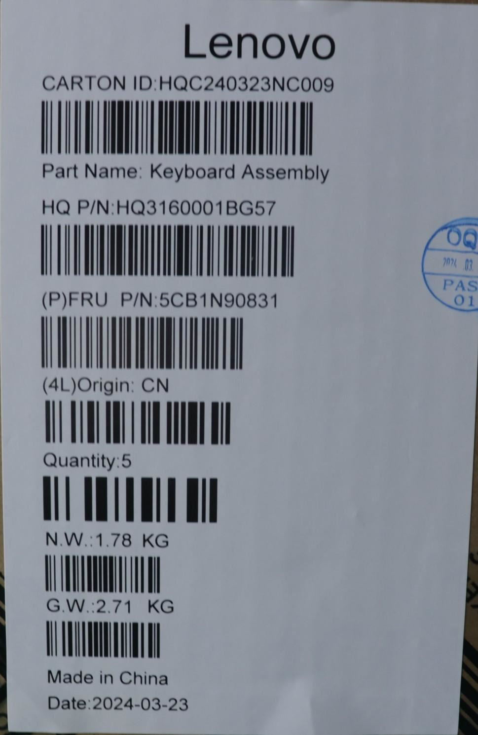 Lenovo Upper Case ASM HBW H 83D3 ARGY 5CB1N90831