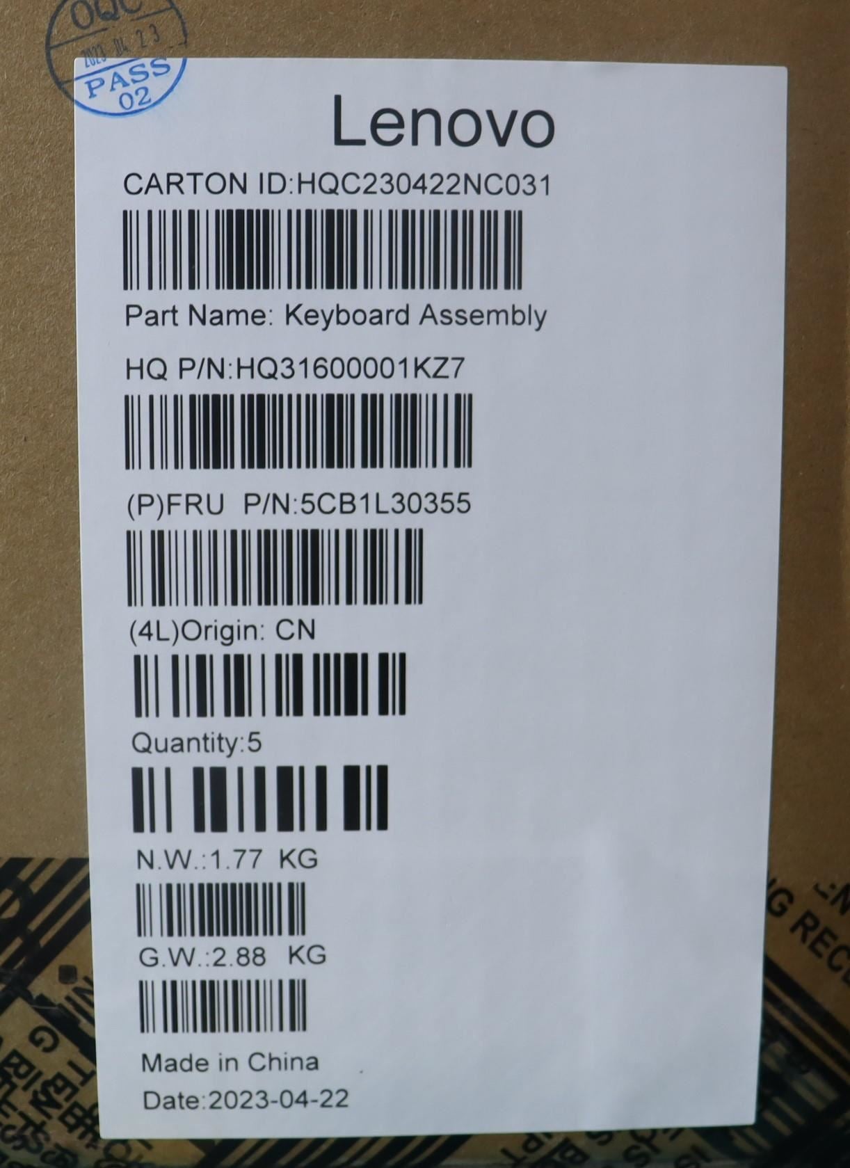 Lenovo Slim IP 3 14M868 Palmrest Cover Touchpad Keyboard Swiss Grey 5CB1L30355