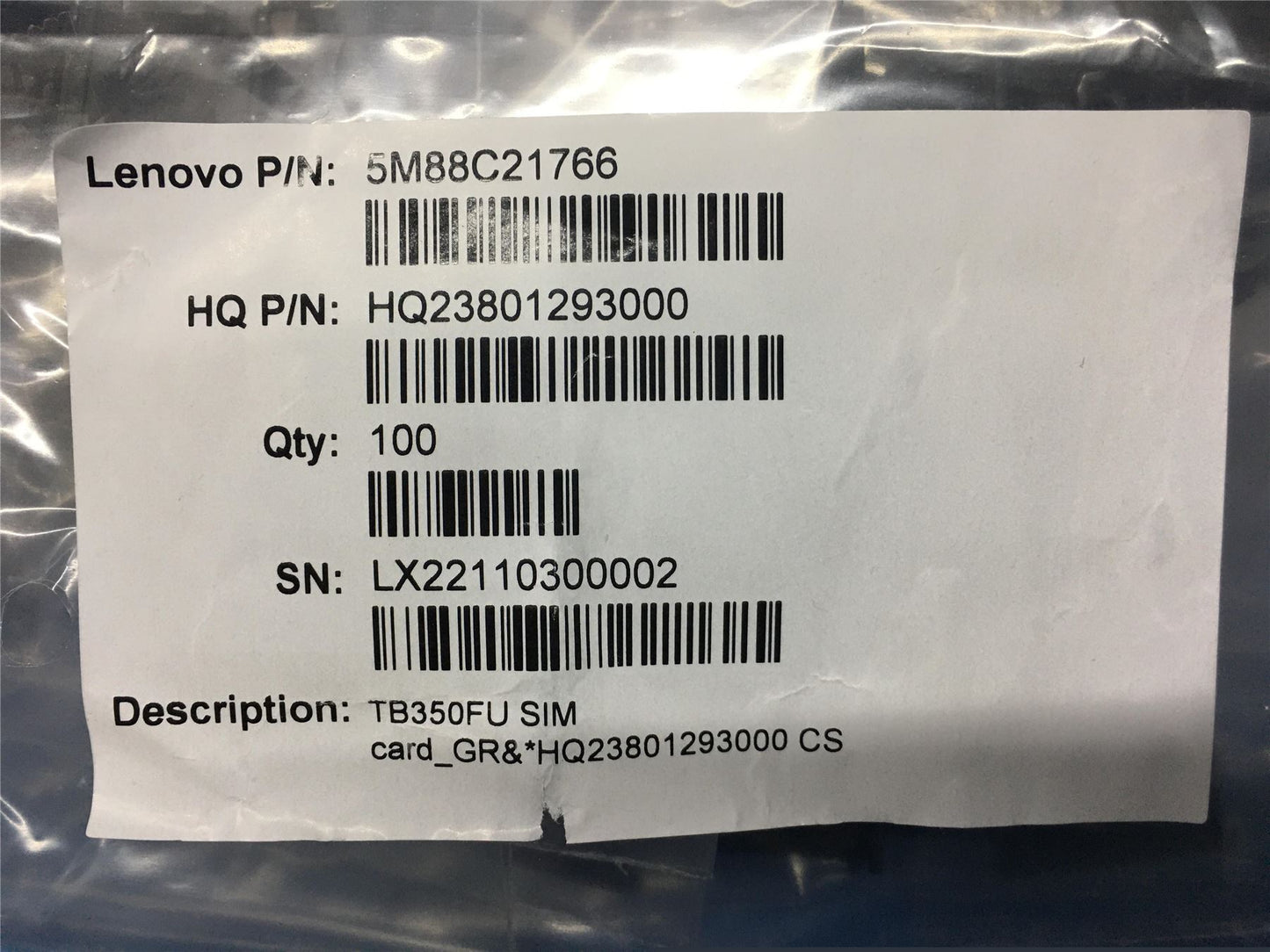 Lenovo TB350FU SIM card_GR&*HQ23801294000 CS 5M88C21766