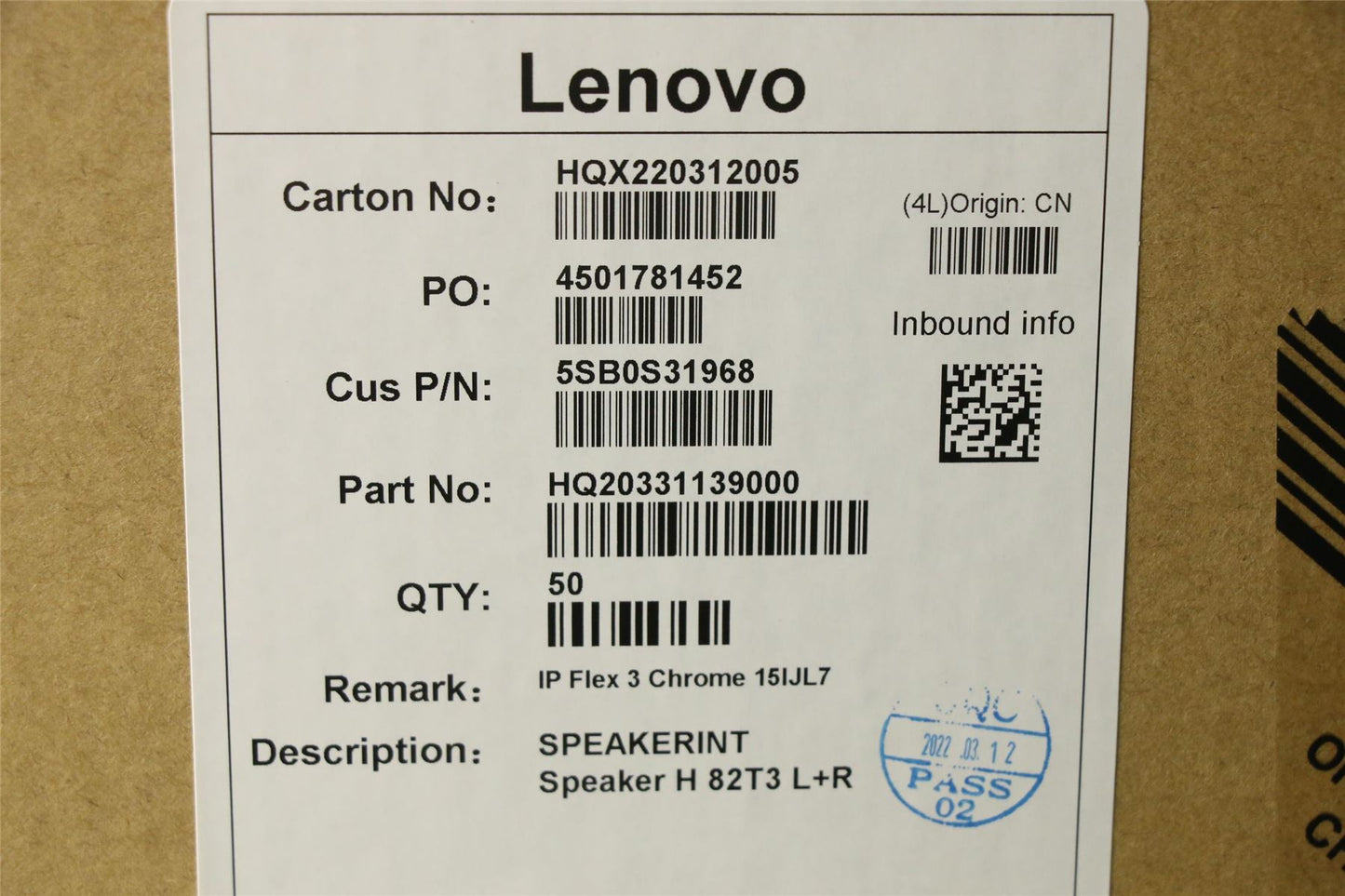Lenovo Flex IP 3 15IJL7 Speaker Speakers 5SB0S31968
