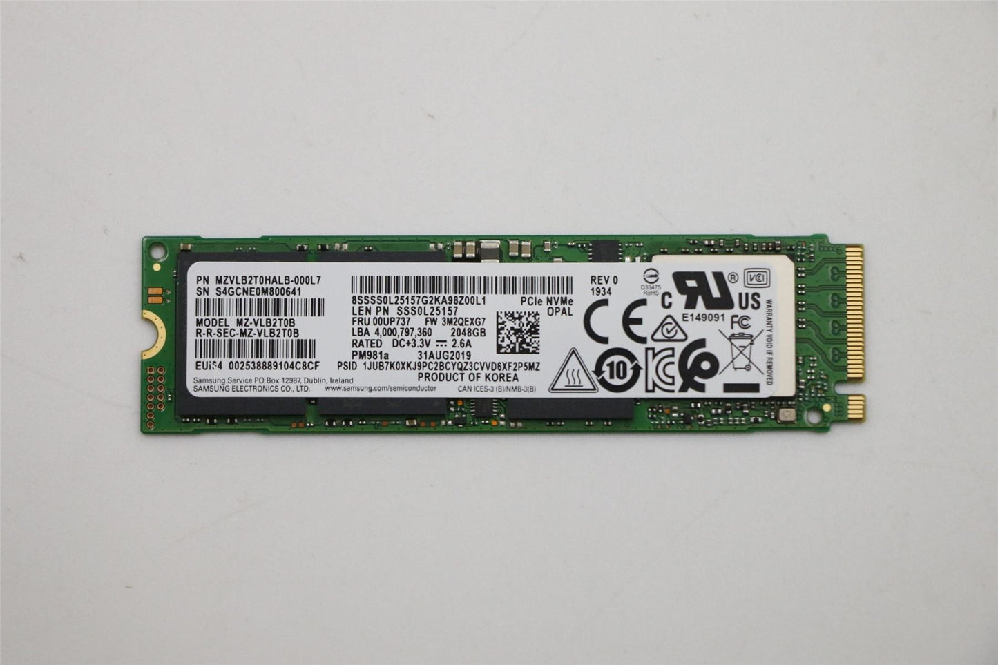 Lenovo SSD_ASM 2T,M.2,2280,PCIe3x4,SAM,OPAL 00UP737
