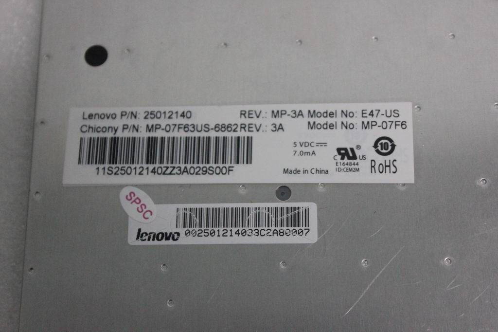 Lenovo CCY A4W7 84KEY BL KB US English Keyboard 25012140