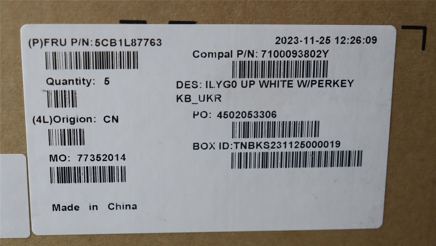 Lenovo Legion S7 16APH8 Keyboard Palmrest Top Cover Ukrainian White 5CB1L87763