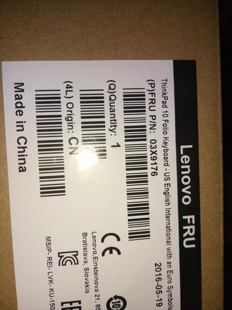 Lenovo TP 10 Folio KBD USI US English Keyboard 03X9176