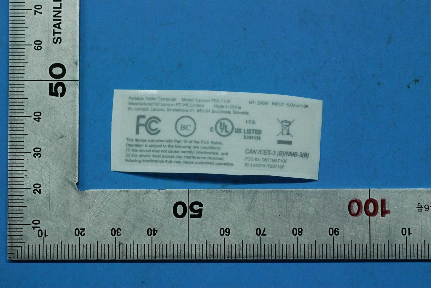 Lenovo TB3-710F RatingLabel_US&*HQ60403568000CS 5L18C06731