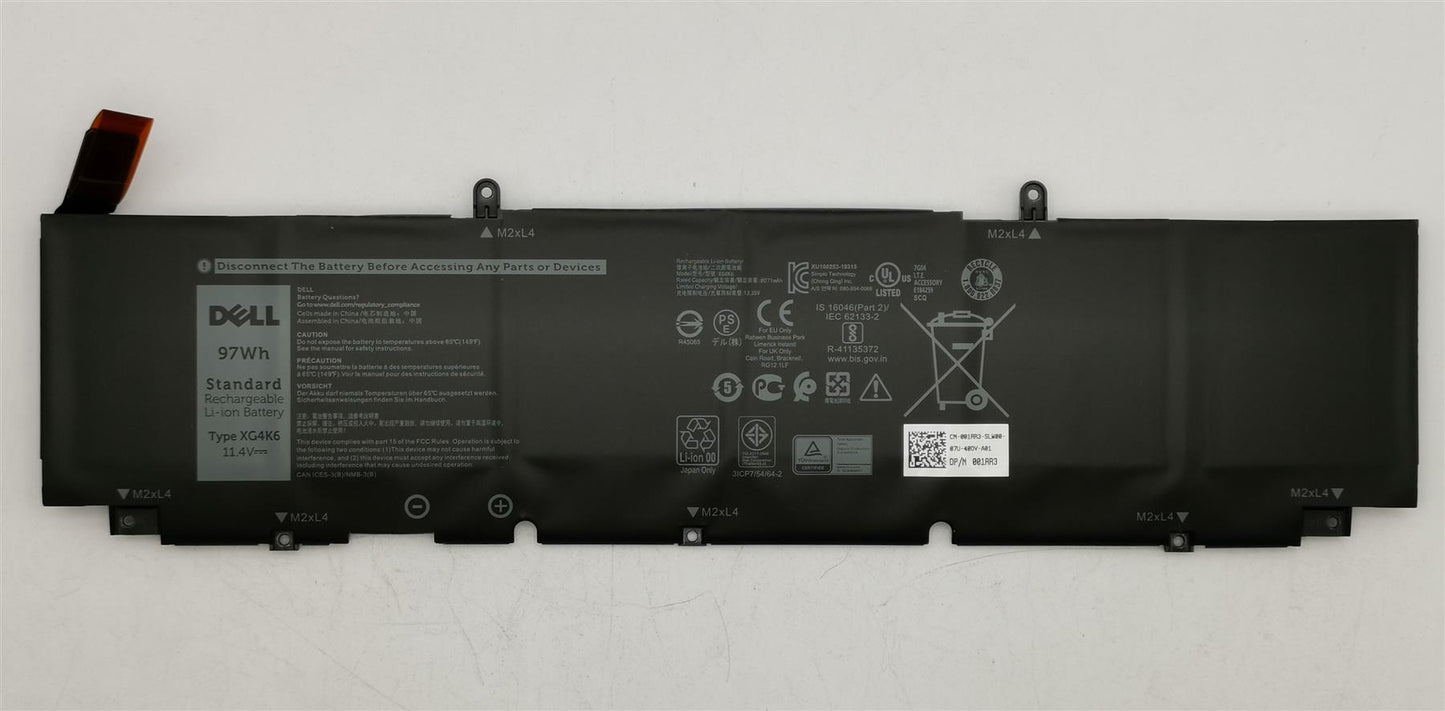 Dell Battery 97WHR 001RR3 01RR3 BTRY,PRI,97WHR,6C,LITH,SMP