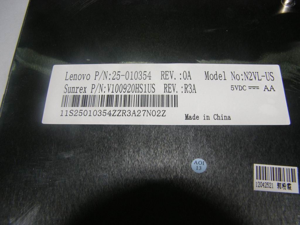 Lenovo JME N2VL 84KEY ORGBLA KBD US English Keyboard 25010354