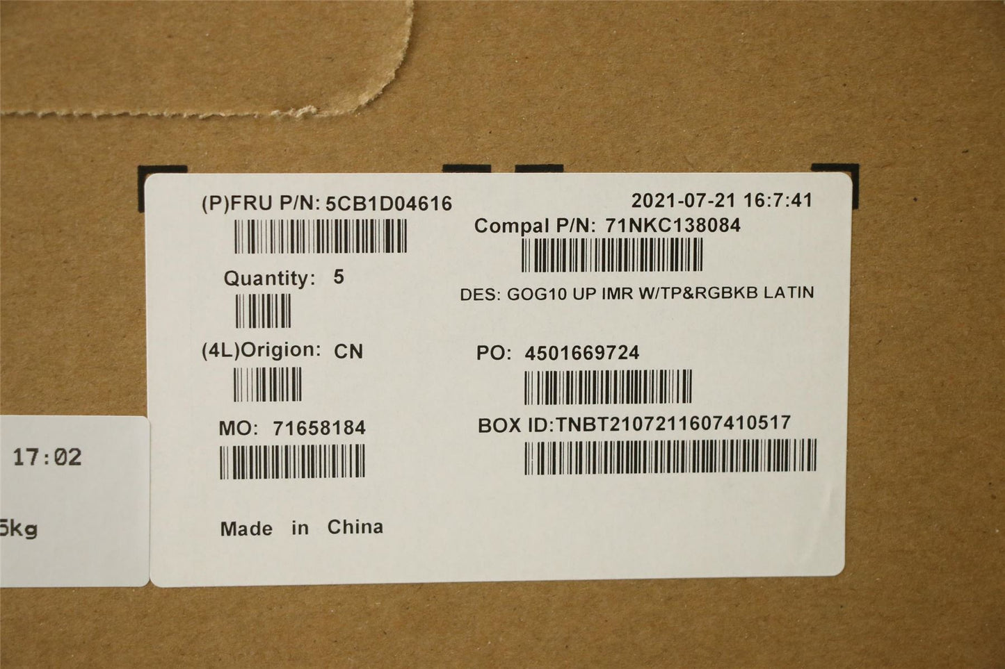 Lenovo Upper Case ASM_LA SPA C 82K1 RGB 5CB1D04616