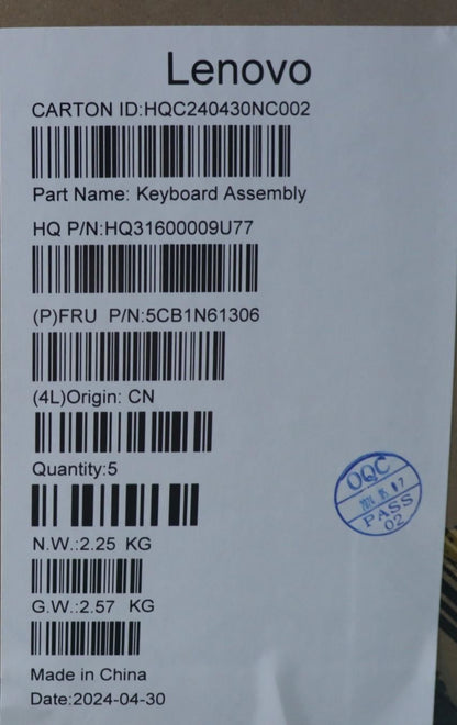 Lenovo Upper Case ASM_RUS H83DR LG STO GY 5CB1N61306