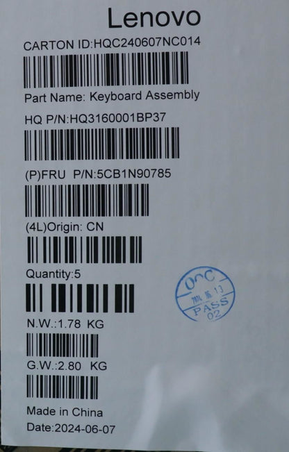Lenovo Upper Case ASM ITA H 83E3 LG PST 5CB1N90785