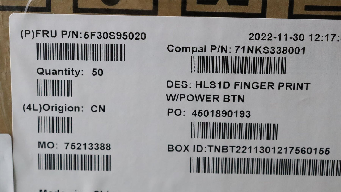 Lenovo FP BD C 82VG w/power btn&FFC 5F30S95020