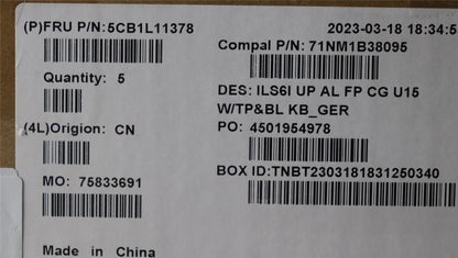 Lenovo IdeaPad 5 16ABR8 Palmrest Cover Touchpad Keyboard German 5CB1L11378