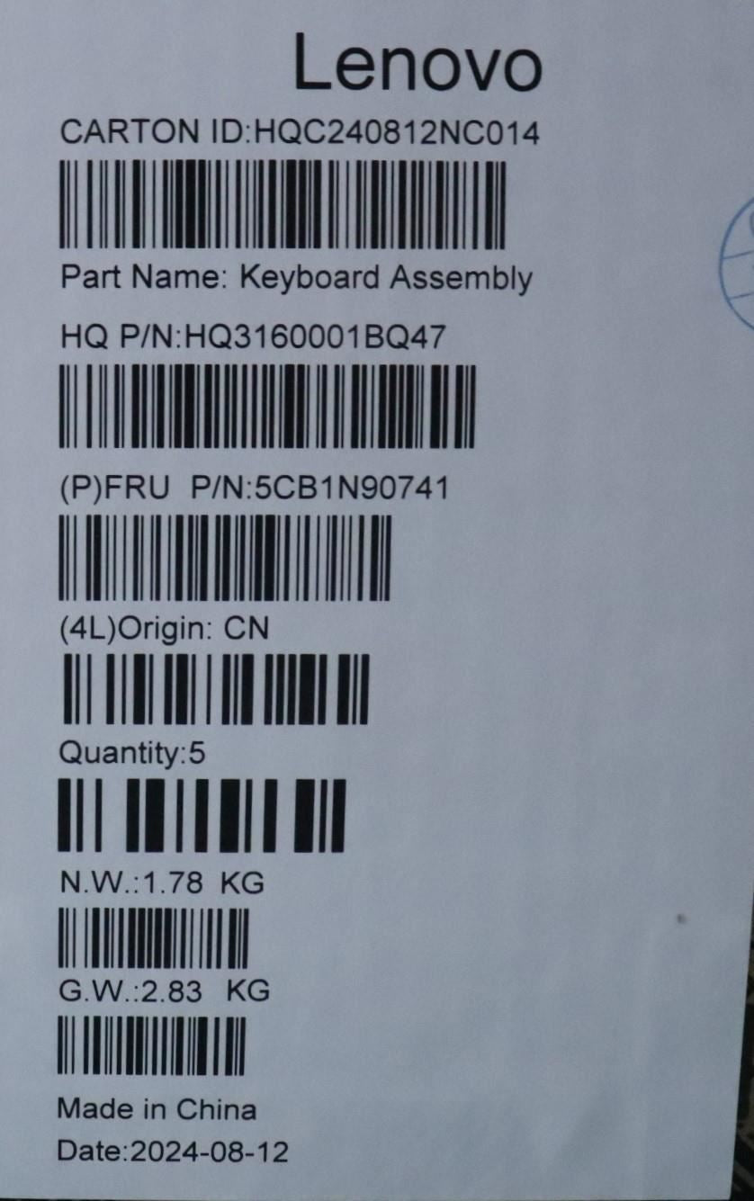 Lenovo Upper Case ASM SWS H 83E3 TT PST 5CB1N90741