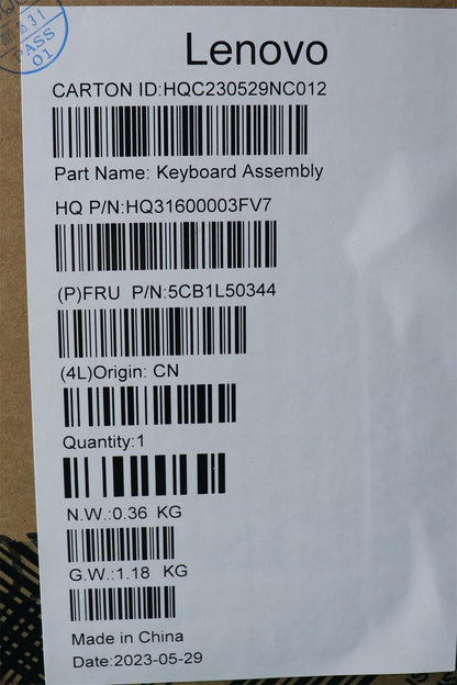 Lenovo Upper Case ASM_POR H 83AU TT NPS 5CB1L50344