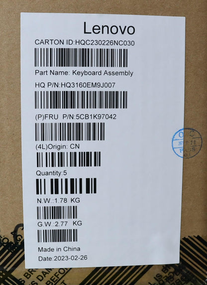 Lenovo Upper Case ASM_ENG H83ALARGY 5CB1K97042