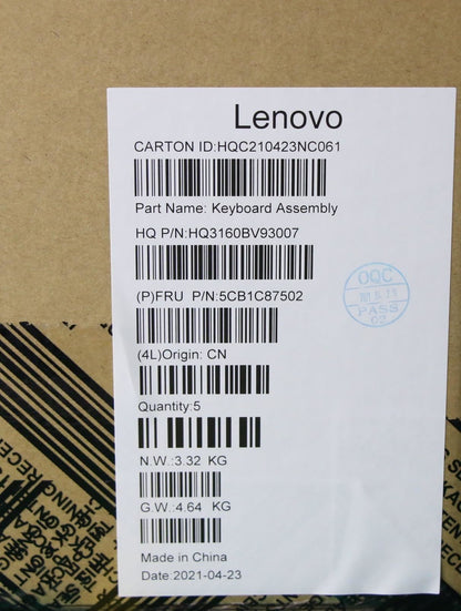 Lenovo IdeaPad 5 16IHU6 Palmrest Cover Touchpad Keyboard Swiss Grey 5CB1C87502