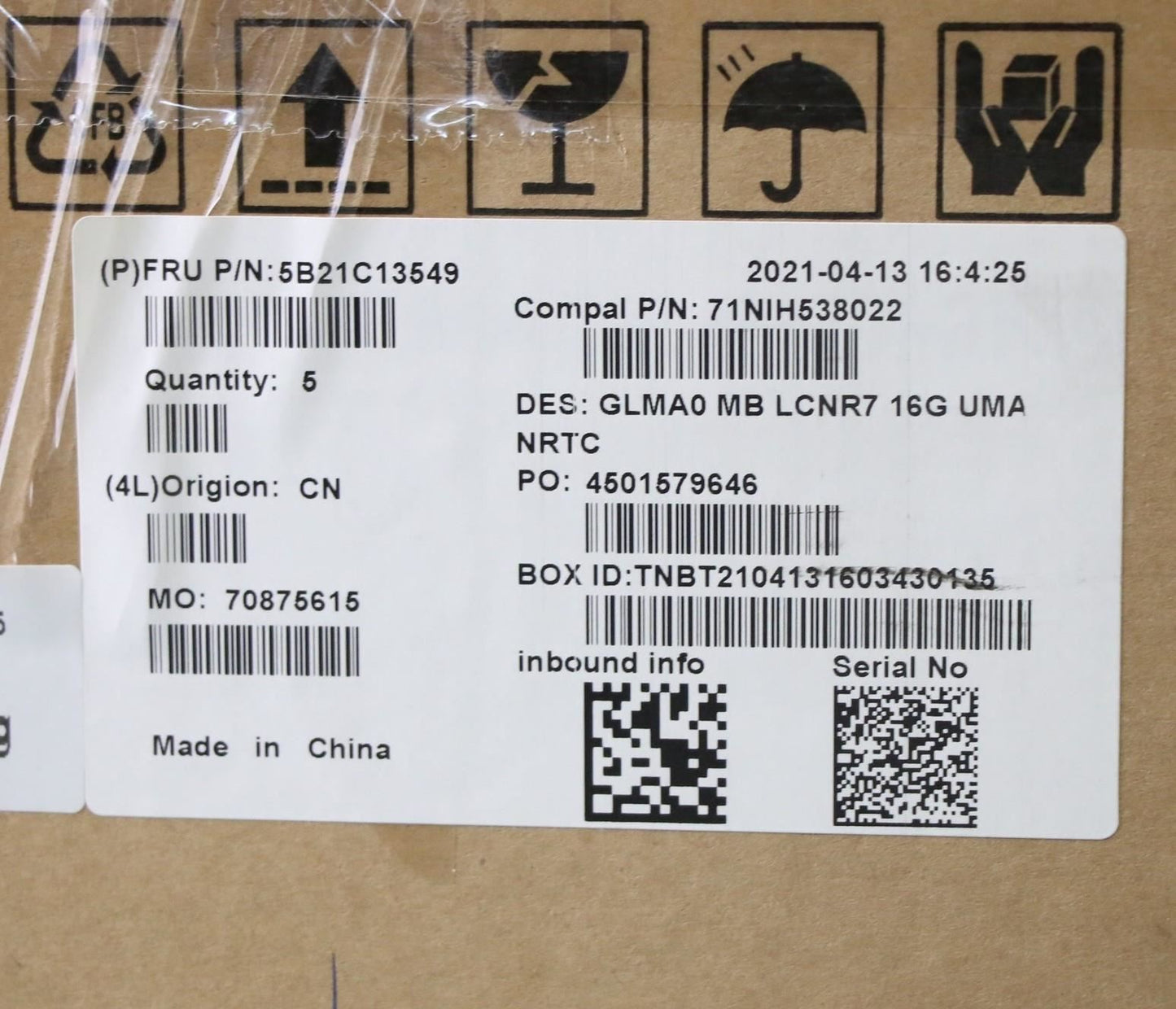 Lenovo IdeaPad 5 14ALC05 Motherboard Mainboard UMA AMDR75700U 16G 5B21C13549