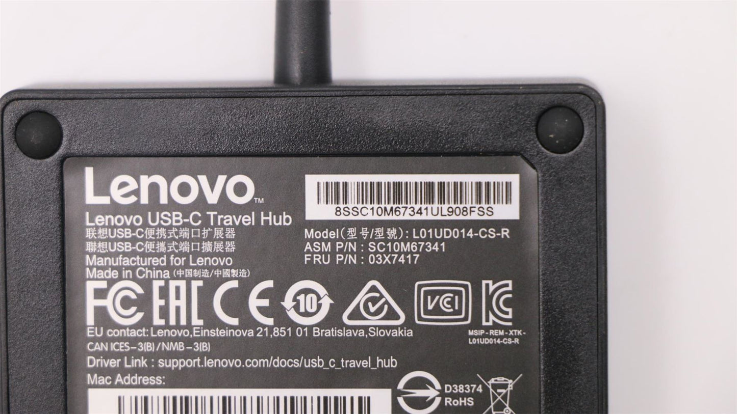 Lenovo ThinkPad P51 P52 P71 T470 USB-C Travel Hub Dock VGA HDMI 03X7417