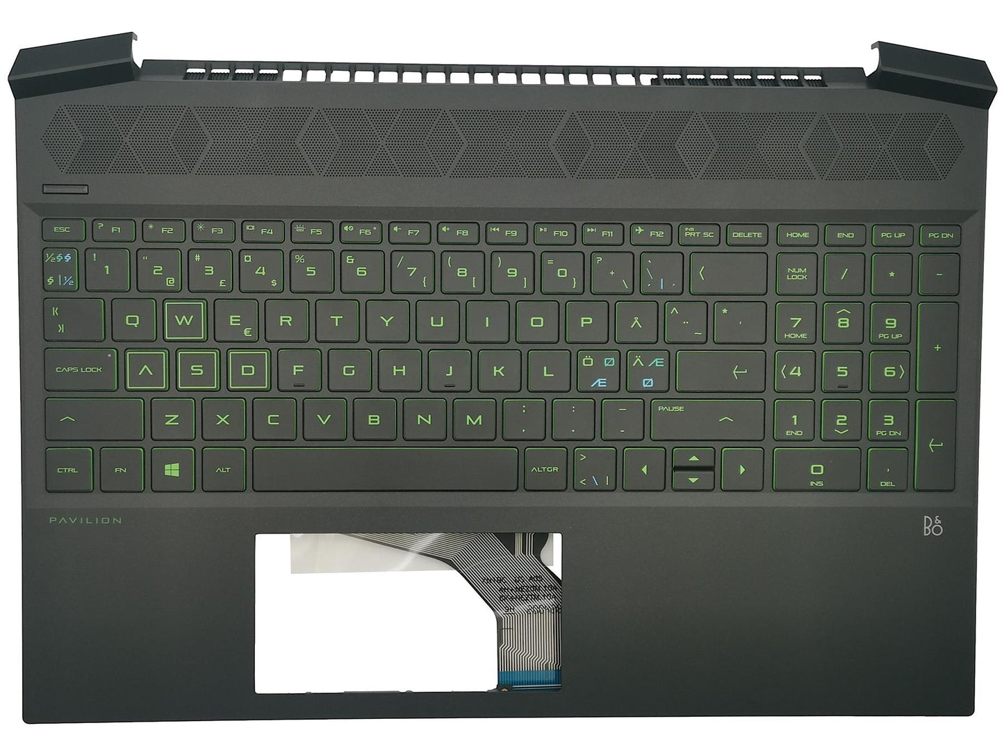 Genuine HP Gaming 15-EC Palmrest Cover Keyboard Nordic Black Backlit L72597-DH1