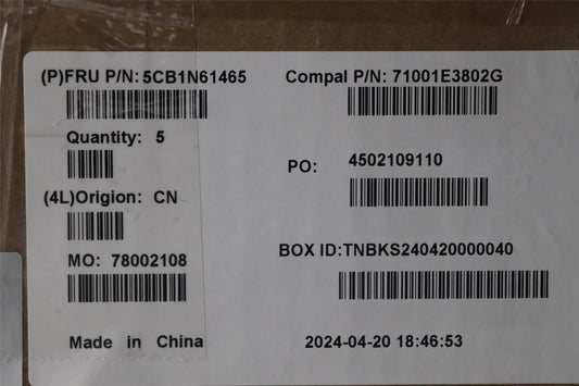 Lenovo Upper Case ASM_UKE C 83FD EB RGB 5CB1N61465