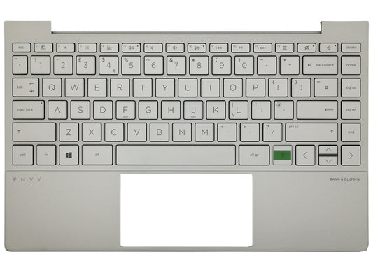 Genuine HP Envy 13-BA Palmrest Cover Keyboard UK Silver Backlit L96802-031