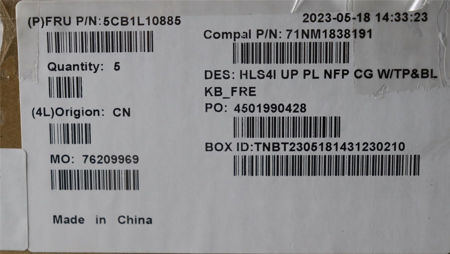 Lenovo UpperCase_FRA C82XD NFP CG BL PL 5CB1L10885