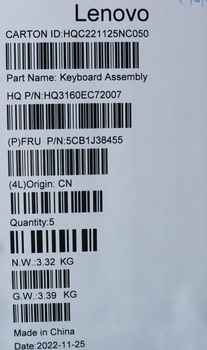 Lenovo Yoga 7 16ARH7 Palmrest Cover Touchpad Keyboard Switzerland 5CB1J38455