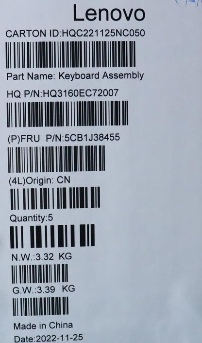 Lenovo Yoga 7 16ARH7 Palmrest Cover Touchpad Keyboard Switzerland 5CB1J38455