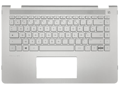 HP Pavilion 14-BA Palmrest Cover Keyboard French Silver Backlit 924115-051